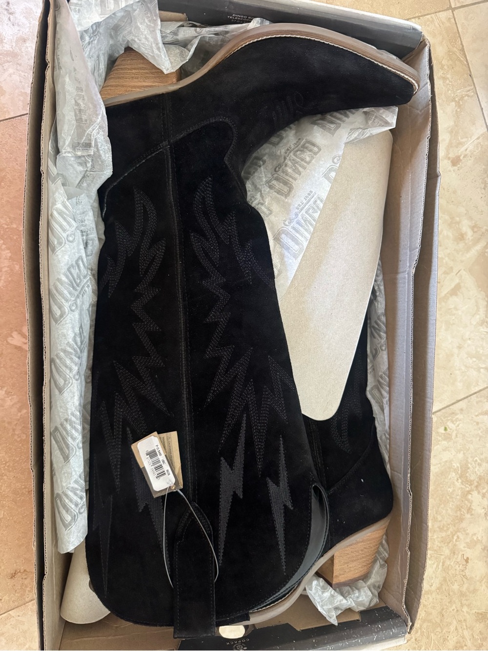 dingo Black Suede Heeled Knee Boots